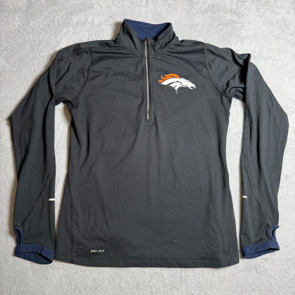 NFL Nike Team Apparel Broncos 1/4 Zip Dri-fit Pullover Medium